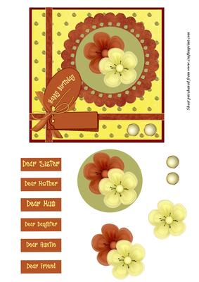 Brown & Yellow Flowers Decoupage