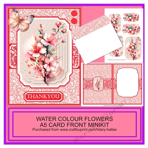 Watercolour Flowers A5 Card Front Minikit