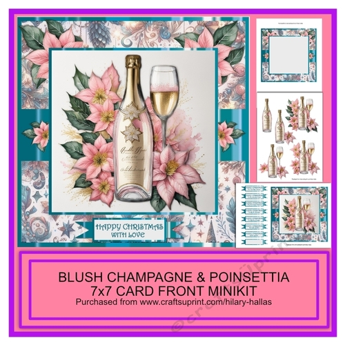 Blush Champagne & Poinsettia 7x7 Card Front Minikit