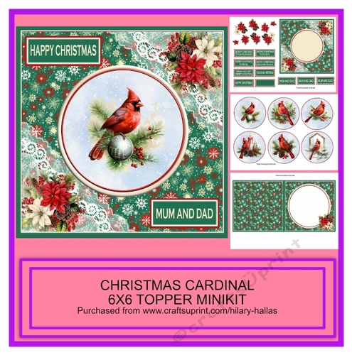 Christmas Cardinals 6x6 Topper Minikit