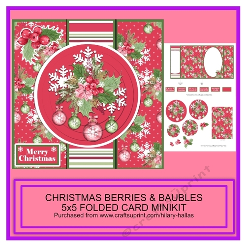 Christmas Berries & Baubles 5x5 Folded Card Minikit