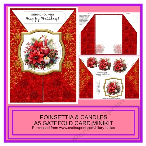 Poinsettia & Candles A5 Gatefold Card Minikit