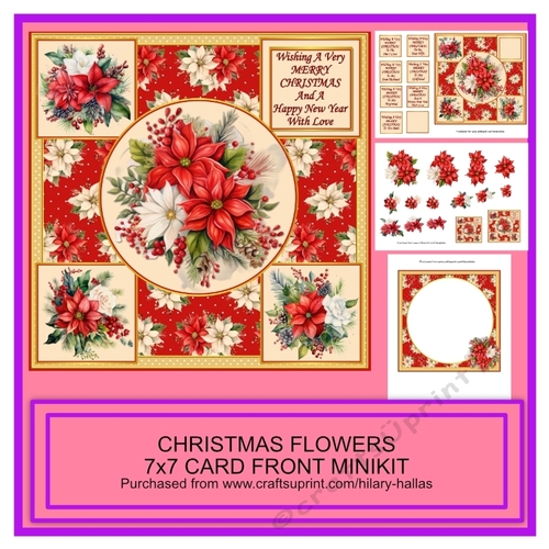 Christmas Flowers 7x7 Card Front Minikit
