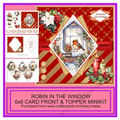 Robin In The Window 6x6 Card Front & Toppers Minikit