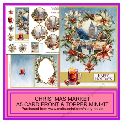 Christmas Market A5 Card Front & Toppers Minikit