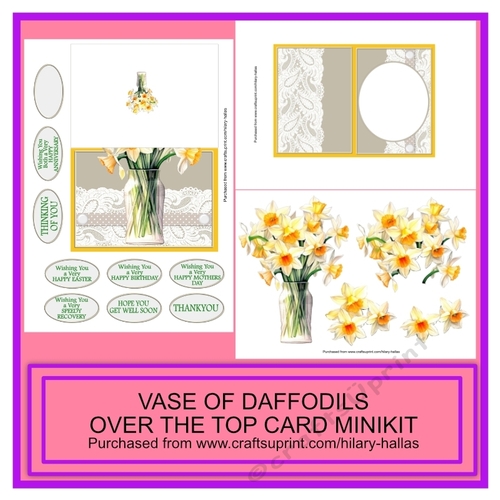 Vase of Daffodils Over The Top Card Minikit