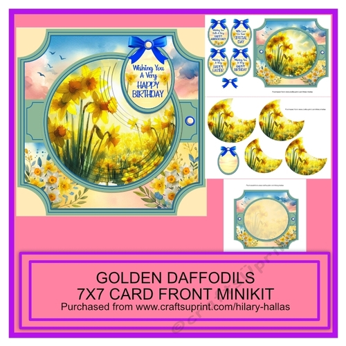 Golden Daffodils 7x7 Card Front Minikit