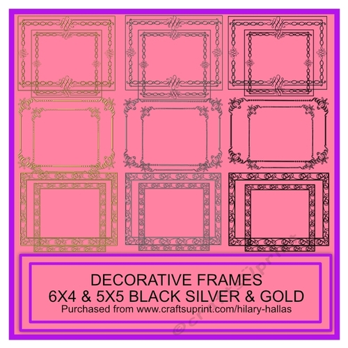 Decorative Frames 6x4 & 5x5 Black Silver & Gold