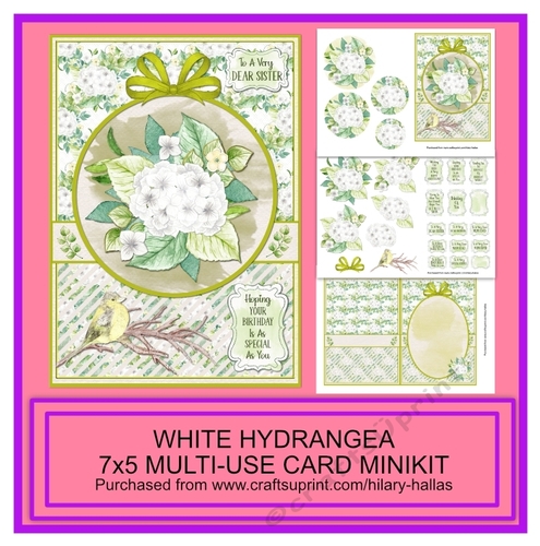 White Hydrangea 7x5 Multi-Use Card Minikit