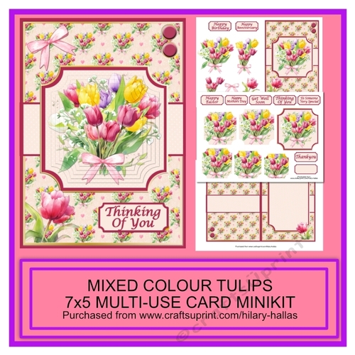 Mixed Colour Tulips 5x7 Multi-Use Card Minikit
