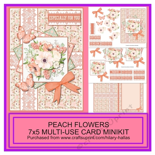Peach Flowers 7x5 Multi-Use Card Minikit