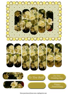Cream Rose & Lily Bouquet Panel Card