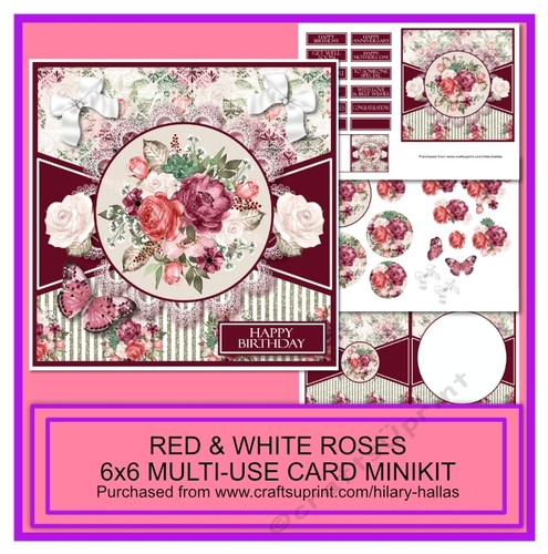 Red & White Roses 6x6 Multi-Use Card Minikit
