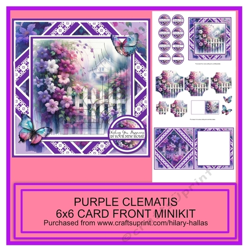 Purple Clematis 6x6 Card Front Minikit