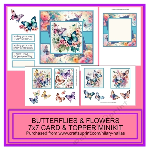 Butterflies & Flowers 7x7 Card & Topper Minikit