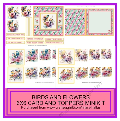 Birds & Flowers 6x6 Card & Toppers Minikit