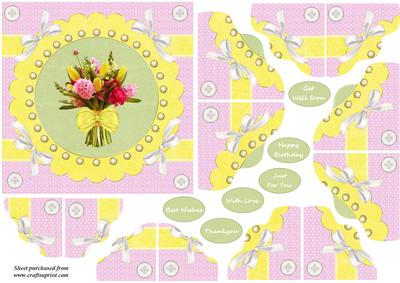 Bouquet in Yellow Scalloped Frame
