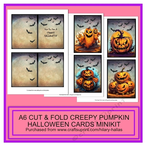 A6 Cut & Fold Creepy Pumpkins Halloween Cards Minikit