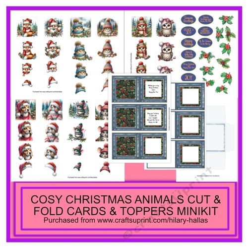 Cosy Christmas Animals Cut & Fold Cards & Toppers Minikit