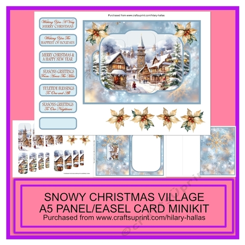 Snowy Christmas Village A5 Panel/Easel Card Minikit