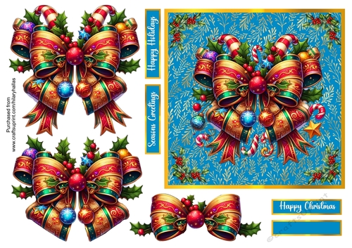 Christmas Ornaments & Holly Bow