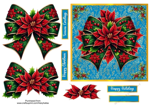 Poinsettia & Holly Bow