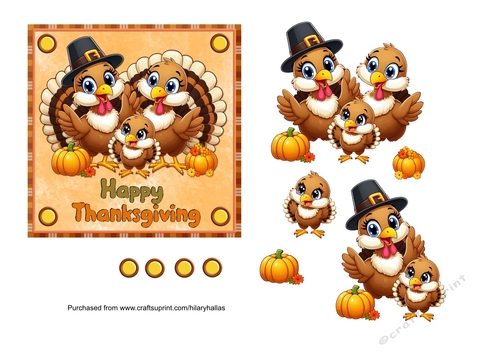 Cute Thanksgiving Turkey Family