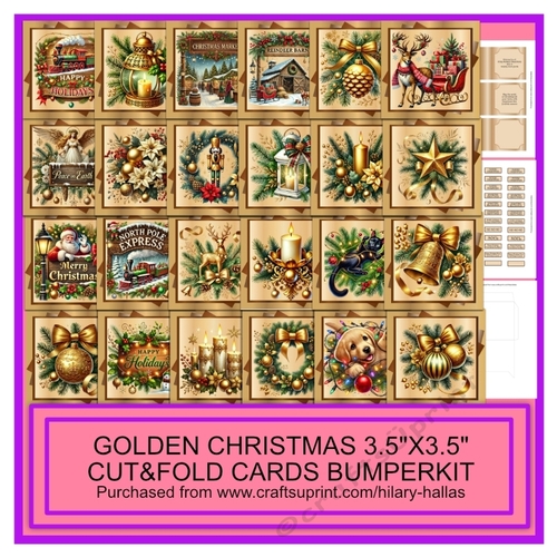 Golden Christmas 3.5x3.5 Cut&Fold Cards Bumper Kit