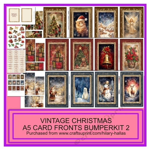 Vintage Christmas A5 Card Fronts Bumper Kit 2