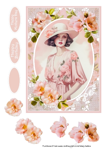 Vintage Lady With Roses & Lace