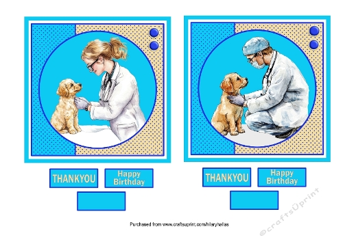 2 x Vet With Dog Card Fronts