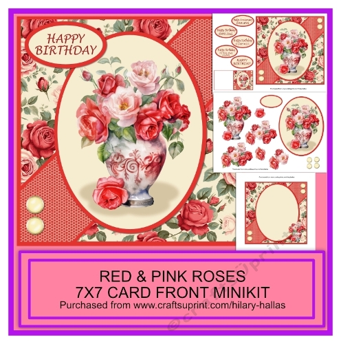 Red & Pink Roses 7x7 Card Front Minikit