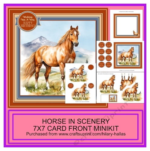 Horse in Scenery 7x7 Card Front Minikit