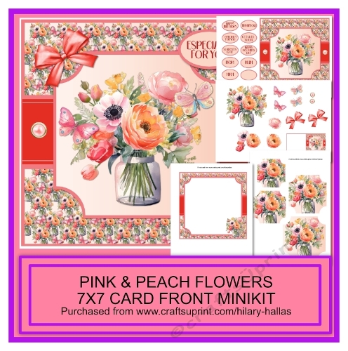 Pink & Peach Flowers 7x7 Card Front Minikit