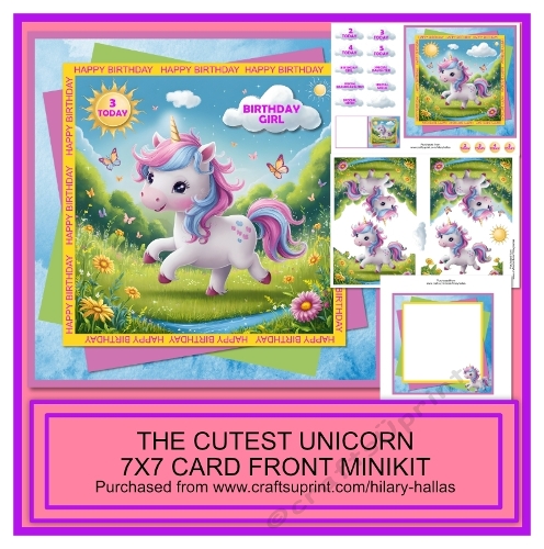 The Cutest Unicorn 7x7 Card Front Minikit