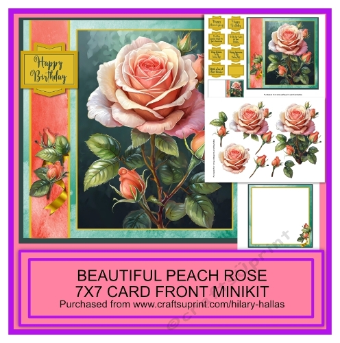 cup1378588_819 - Beautiful Peach Rose 7x7 Card Front Minikit