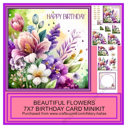 Beautiful Flowers 7x7 Birthday Card Minikit