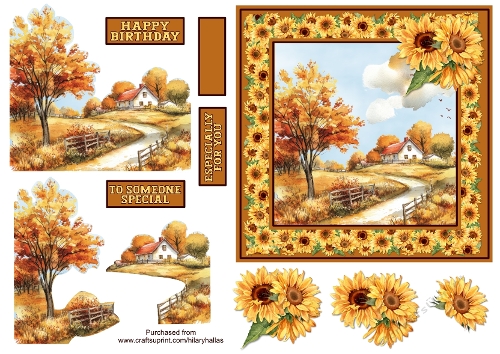 Autumn Scenery With Sunflowers
