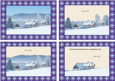 Snowy Winter Village Scene Tunnel Decoupage