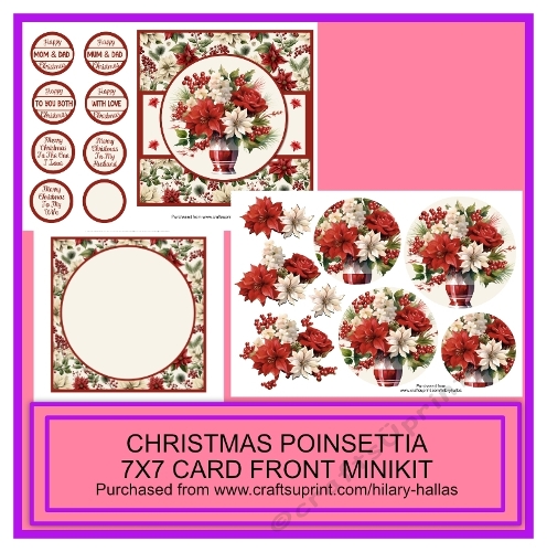Christmas Poinsettia 7x7 Card Front Minikit