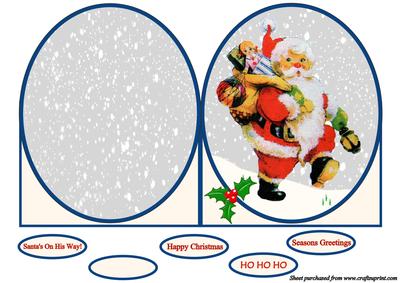 Santa Oval Shaped Card