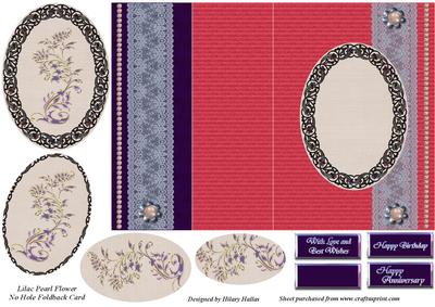 Lilac Pearl Flower No Hole Foldback Card