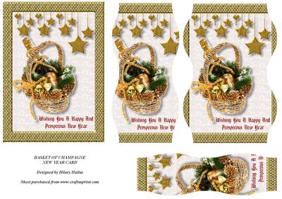 Basket of Champagne New Year Card