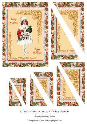Little Victorian Girl in Christmas Dress
