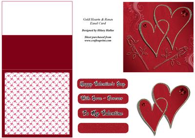 Gold Hearts & Roses Easel Card