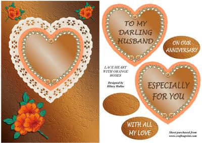 Lace Heart with Orange Roses