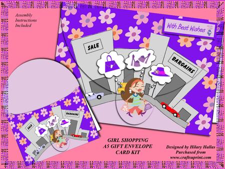Girl Shopping A5 Gift Envelope Card Kit