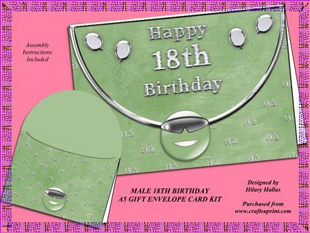 Male 18th Birthday A5 Gift Envelope Card Kit