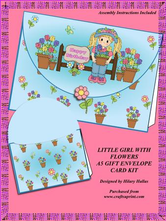 Little Girl with Flowers Gift Envelope Card Kit