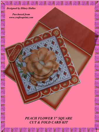 Peach Flower 5" Square Cut & Fold Card Kit